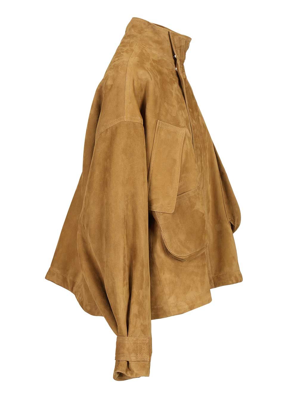 Leather bomber jacket Beige Main Material: Lamb