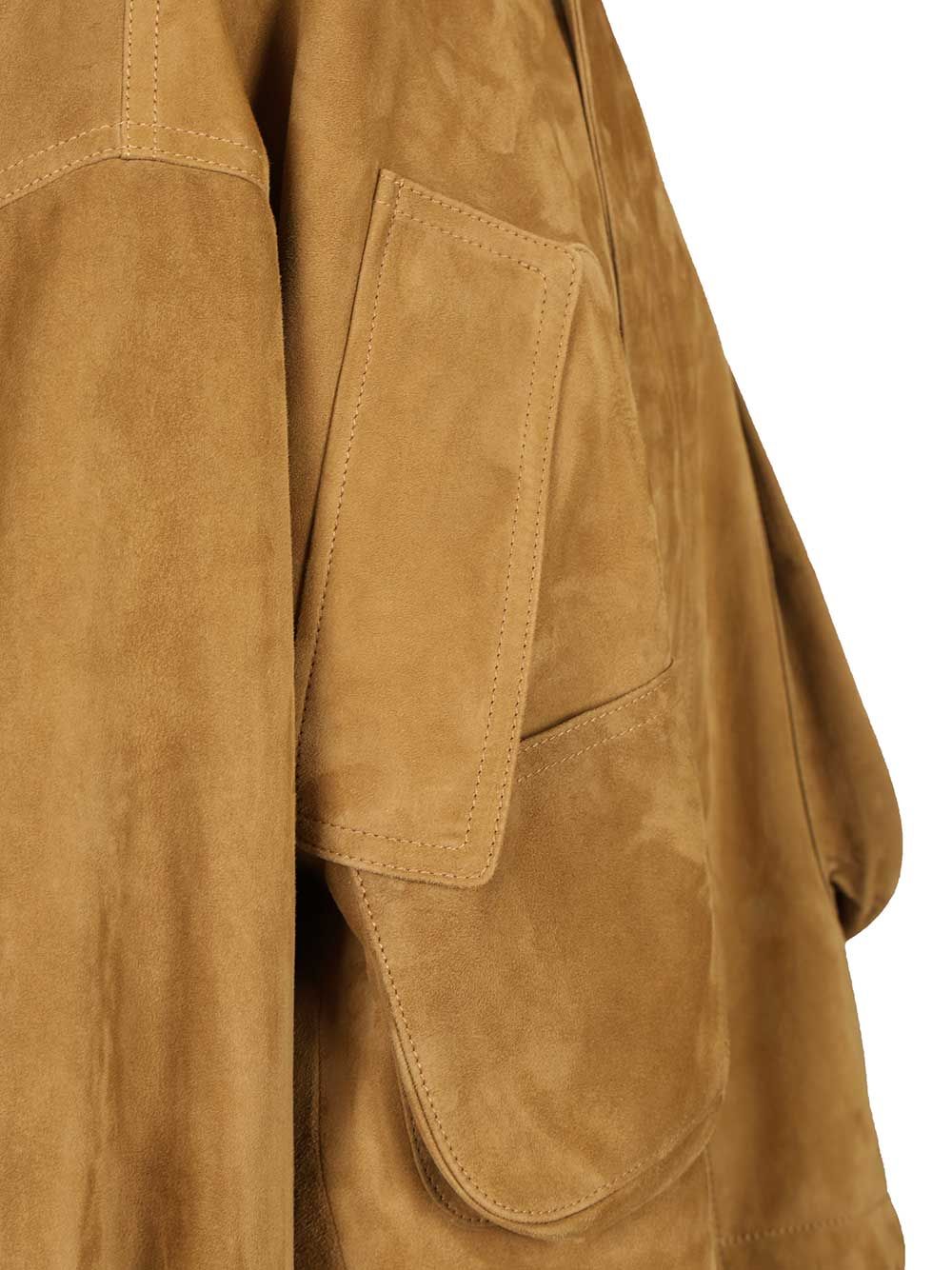 Leather bomber jacket Beige Main Material: Lamb