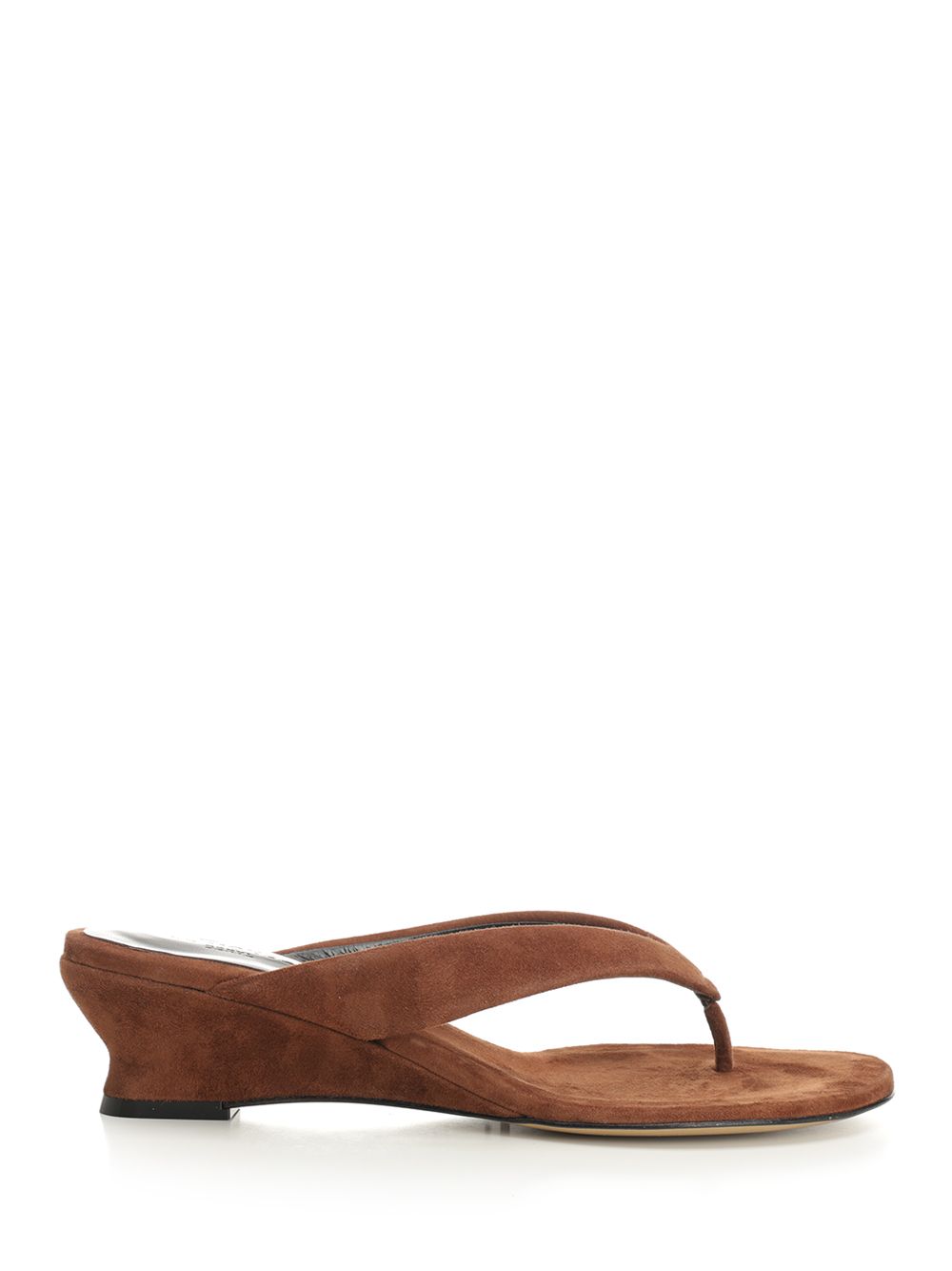 Micro Wedge Thong Sandals Brown Goat Leather
