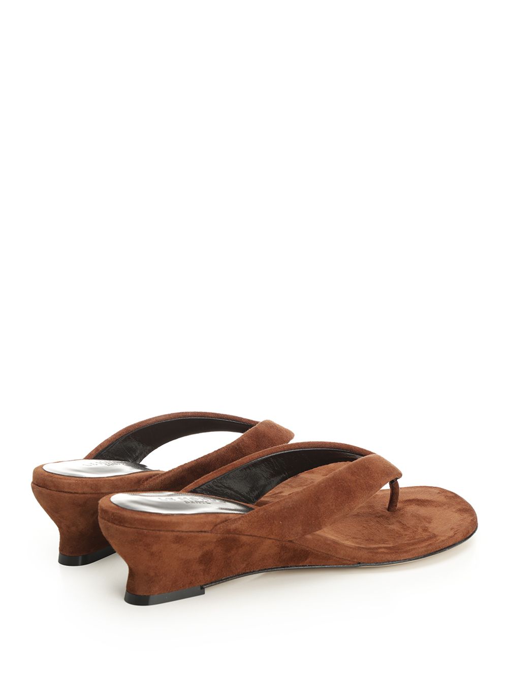 Micro Wedge Thong Sandals Brown Goat Leather