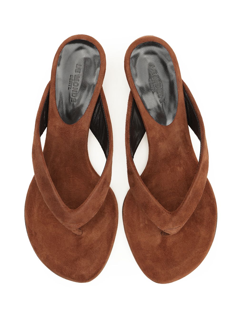 Micro Wedge Thong Sandals Brown Goat Leather
