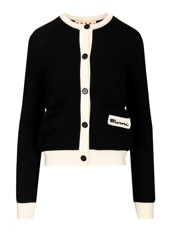 Crew neck cardigan Black Wool Knit Polyamide Knitwear