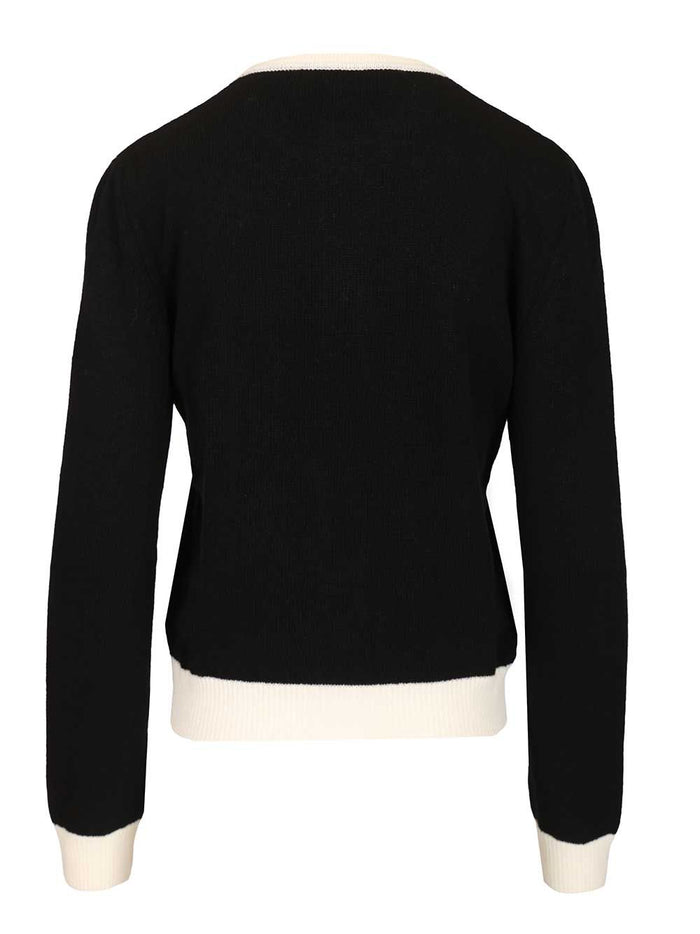 Crew neck cardigan Black Wool Knit Polyamide Knitwear