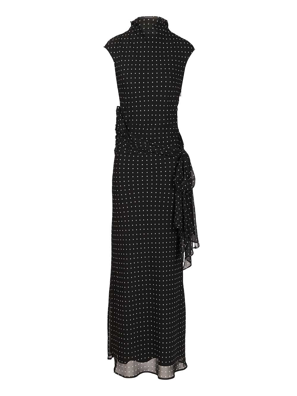Long polka dot dress Black