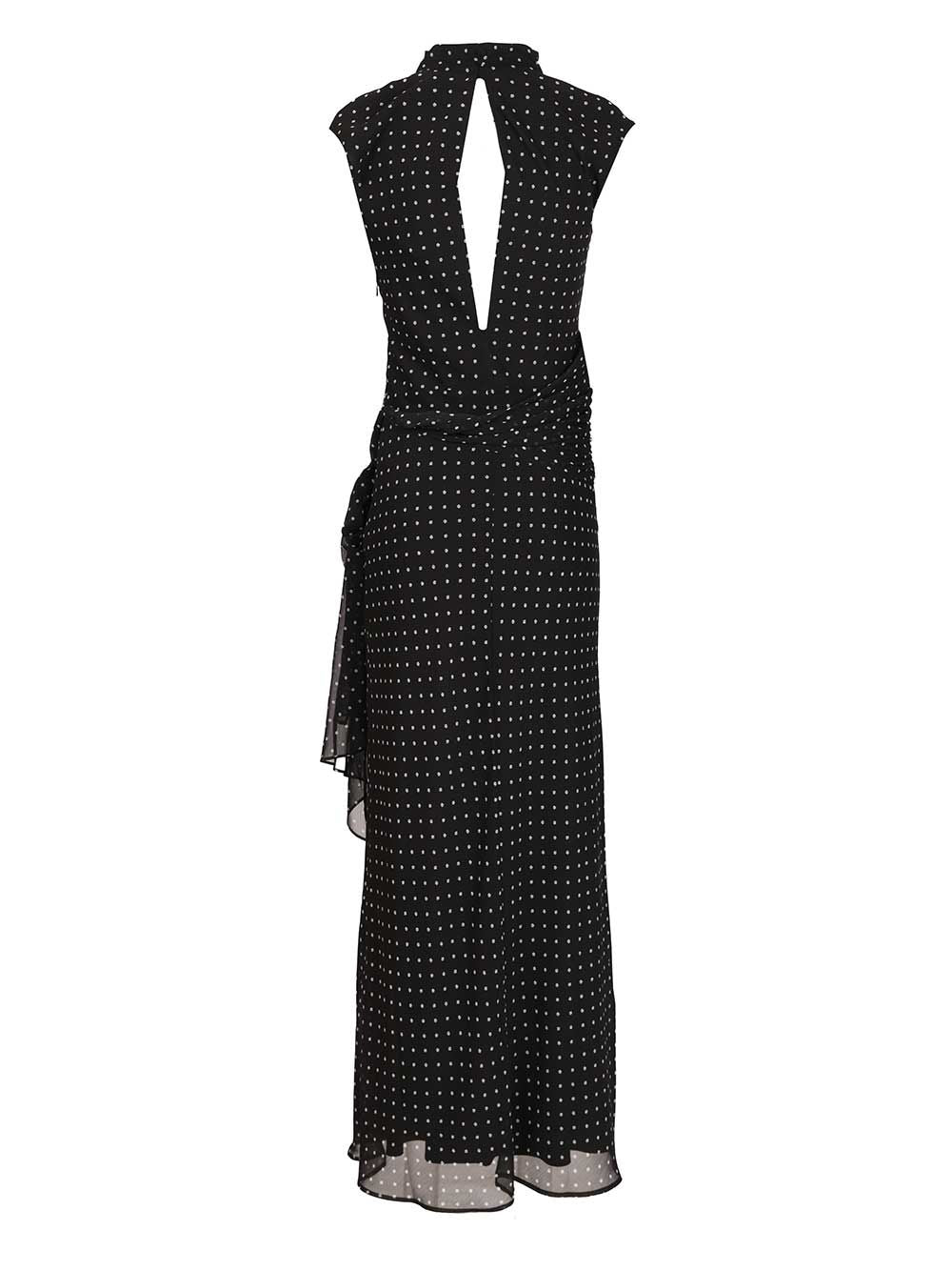 Long polka dot dress Black
