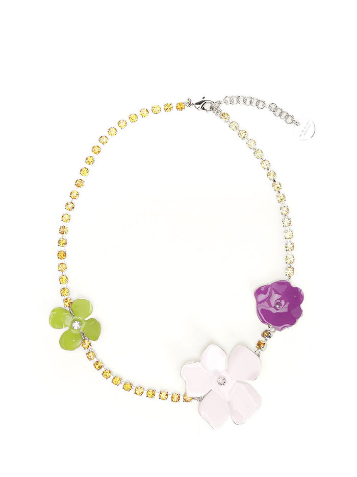 Necklace with multicolored enameled flowers Multicolor Jewelry