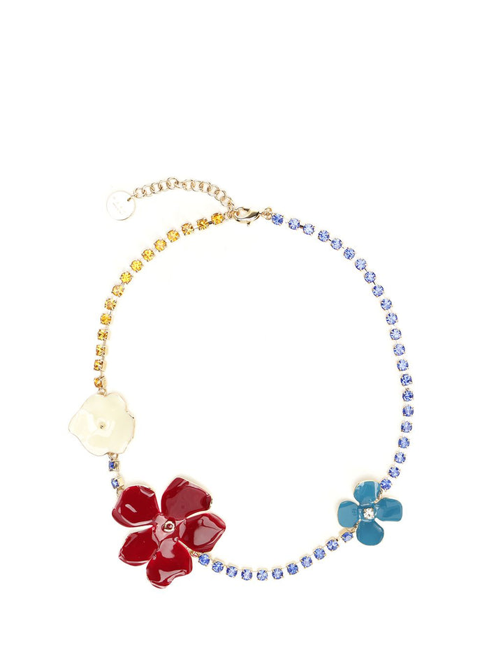 Necklace With Multicolored Enameled Flowers Jewelry