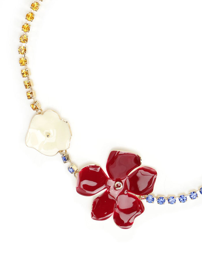 Necklace with multicolored enameled flowers Multicolor Jewelry