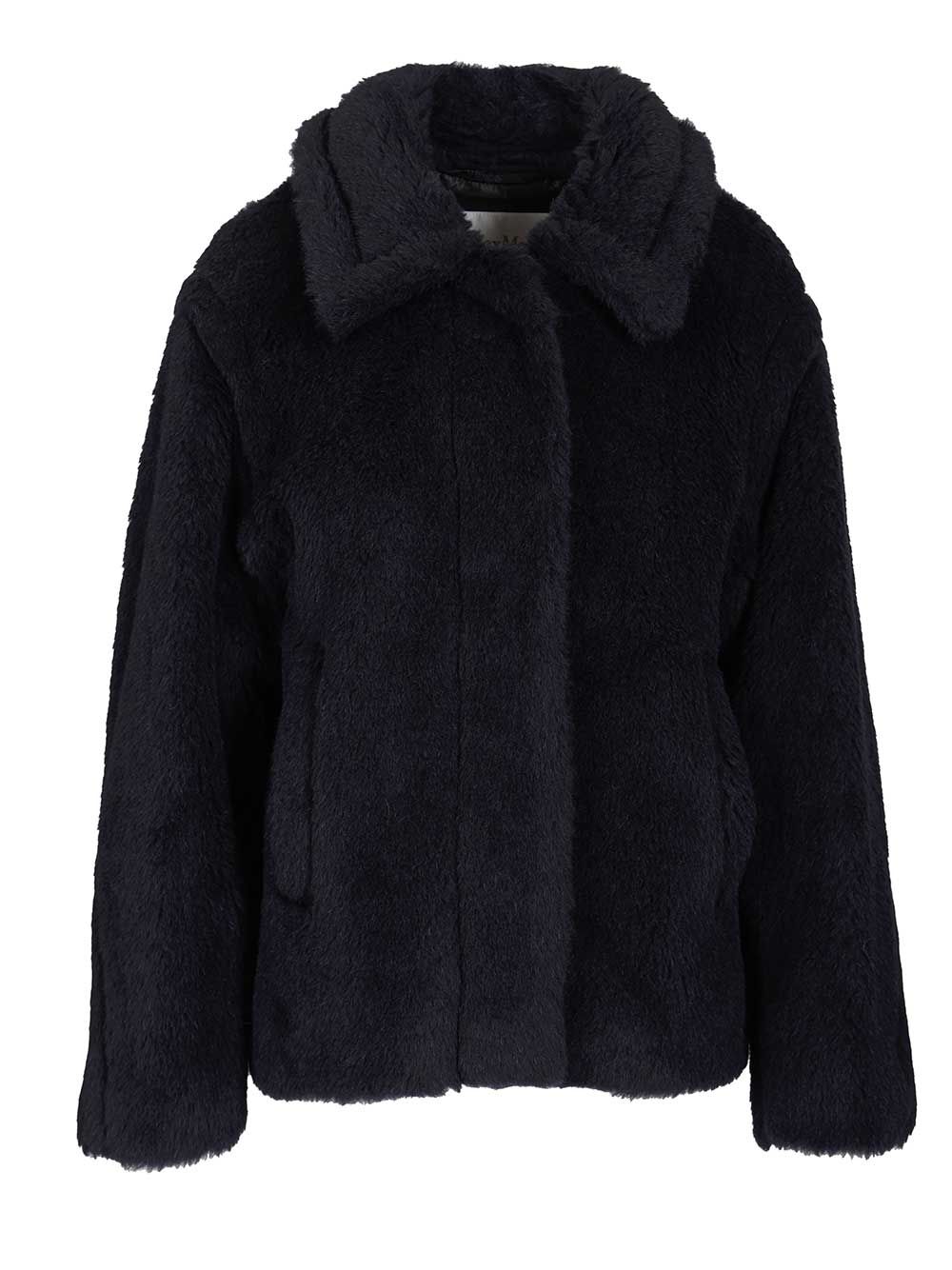 Fuggito Short Teddy Single Breast Coat Blue Alpaca Vicugna Pacos Peru