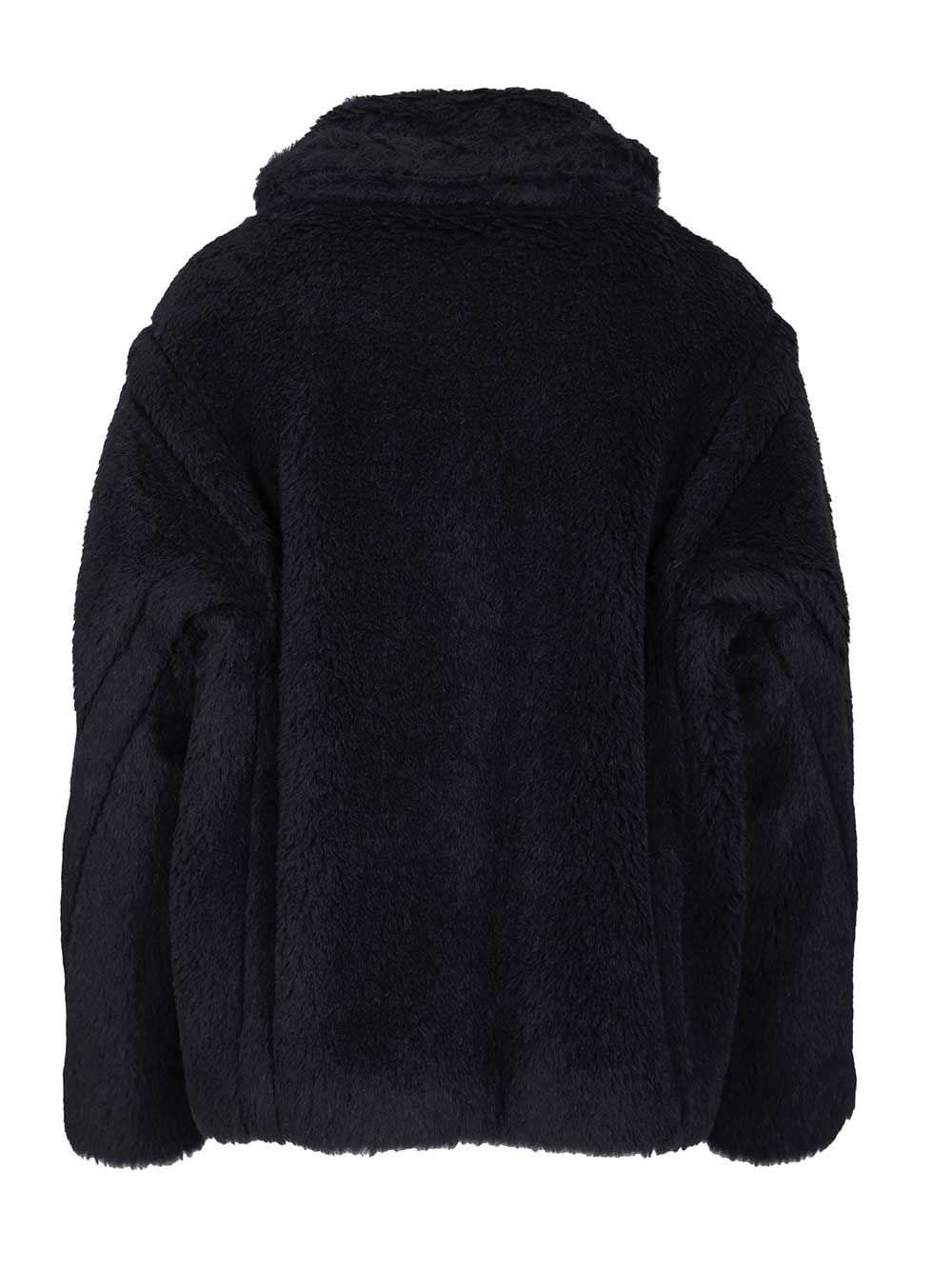 Fuggito Short Teddy Single Breast Coat Blue Alpaca Vicugna Pacos Peru