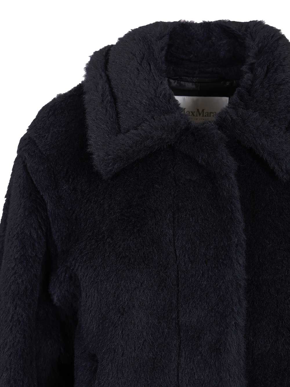 Fuggito Short Teddy Single Breast Coat Blue Alpaca Vicugna Pacos Peru