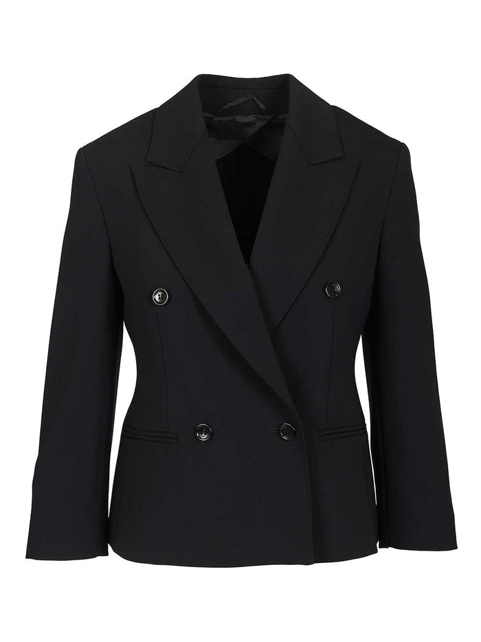 Wool canvas crop blazer Blue Lana Vergine Ovis Aries Jacket
