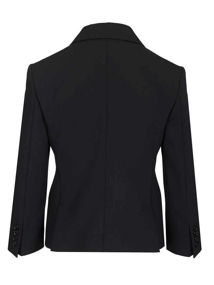 Wool canvas crop blazer Blue Lana Vergine Ovis Aries Jacket