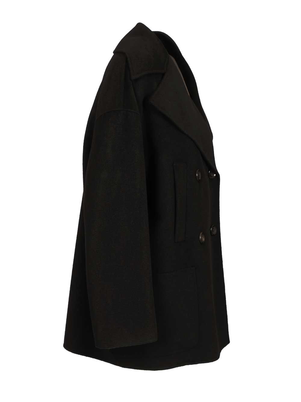 Double-Breasted Wool And Cashmere Jacket Black Coat