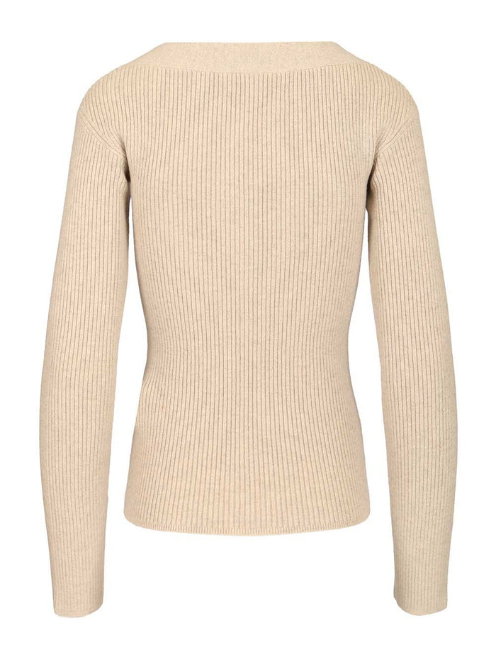 Gioiosa ribbed cardigan Beige Lana Ovis Aries Knitwear