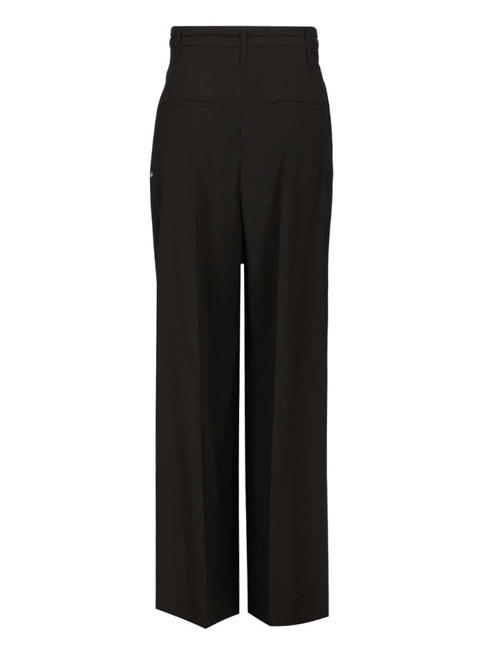 Wide-leg trousers in stretch wool Black Lana Vergine Ovis Aries