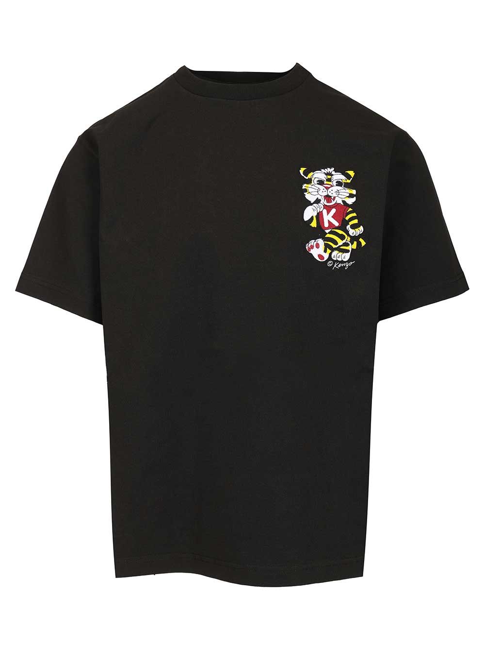 Oversized KENZO Wild Tiger T-shirt Black 100 Cotton