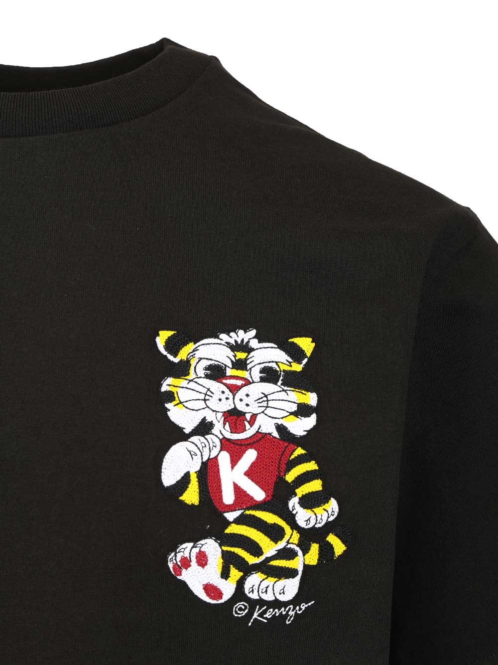 Oversized KENZO Wild Tiger T-shirt Black 100 Cotton