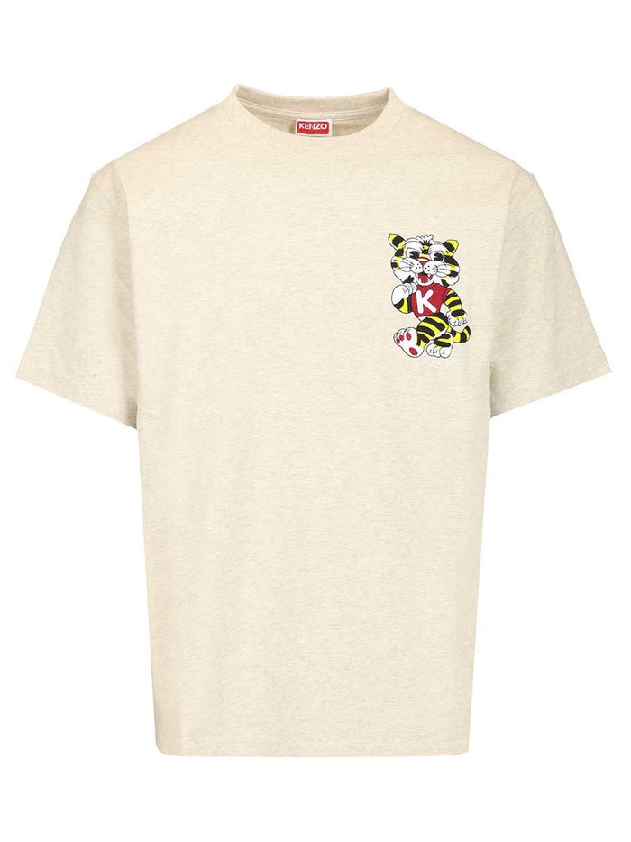 Oversized KENZO Wild Tiger T-shirt Grey 100 Cotton
