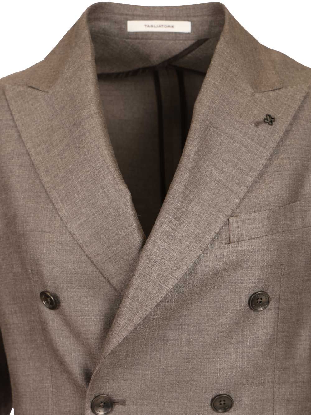 Montecarlo double-breasted blazer Grey Silk Virgin Wool Jacket