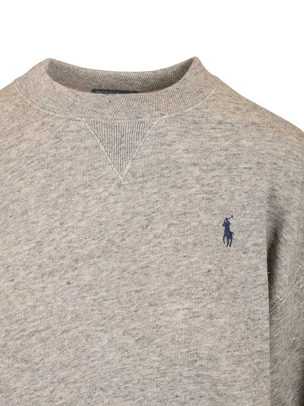 Crew Neck Sweatshirt Grey Cotton Polyester Sweatshirts