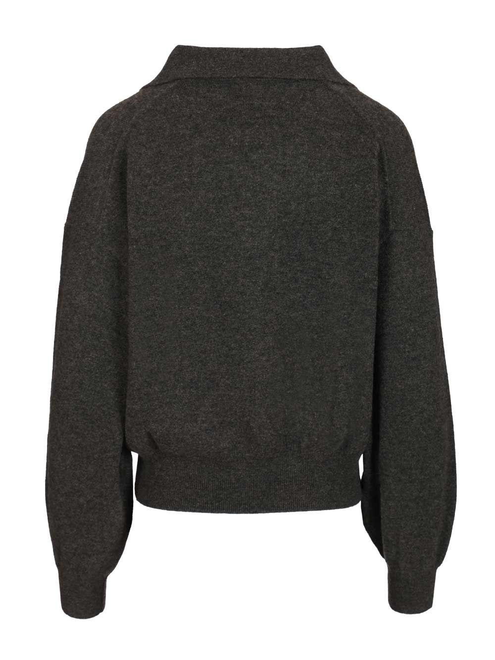 Katriel Polo Sweater Grey Woven Cashmere Knitwear