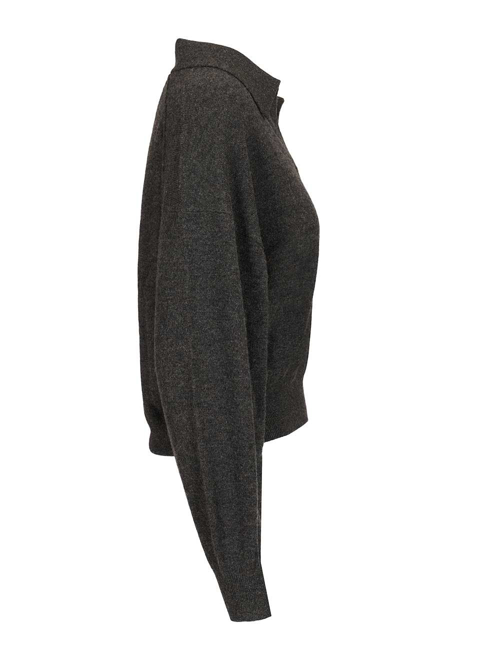 Katriel Polo Sweater Grey Woven Cashmere Knitwear