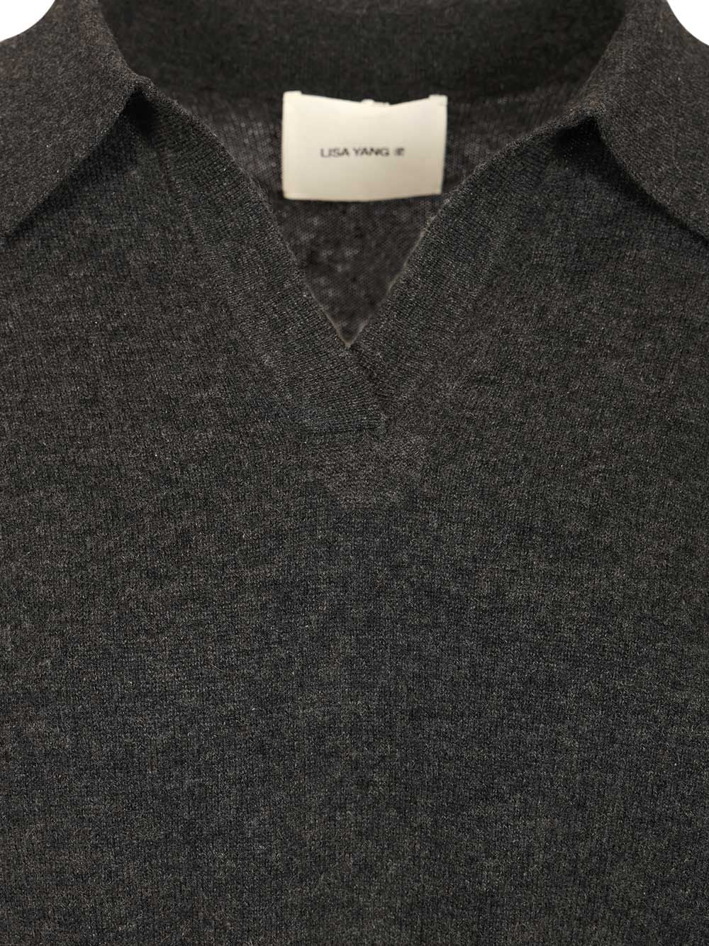 Katriel Polo Sweater Grey Woven Cashmere Knitwear