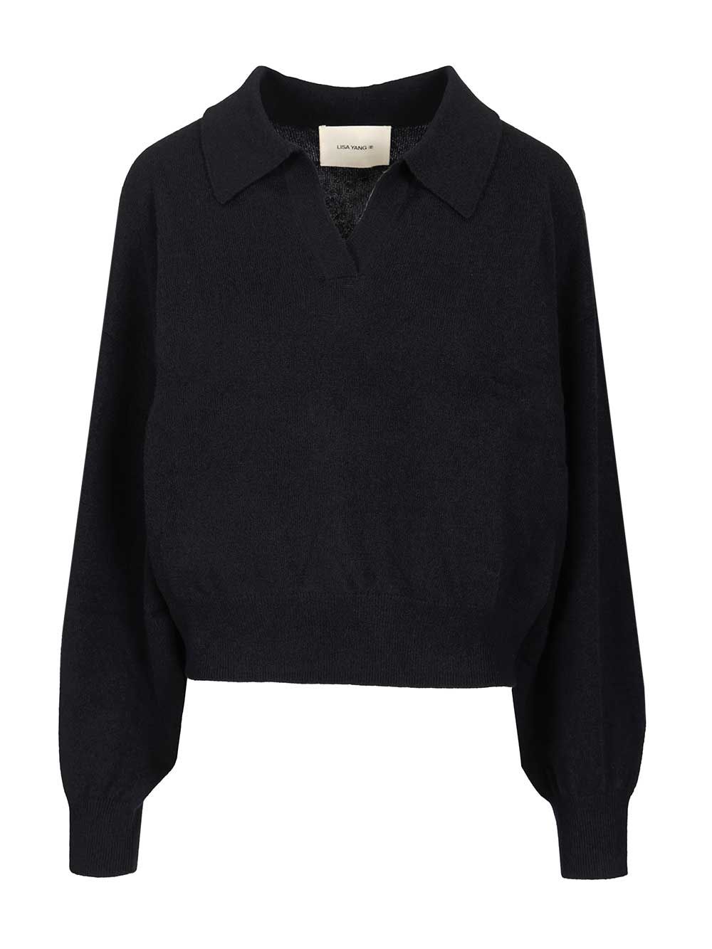 Katriel Polo Sweater Blue Woven Cashmere Knitwear
