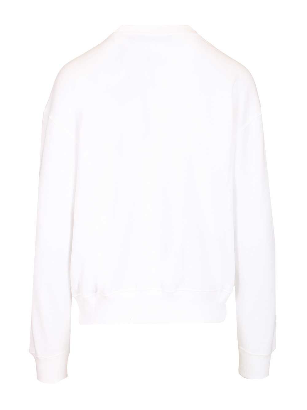 Crew Neck Sweatshirt White Cotton Polyester Sweatshirts