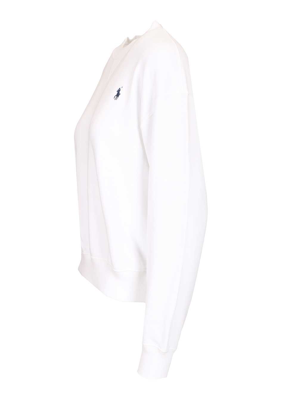 Crew Neck Sweatshirt White Cotton Polyester Sweatshirts