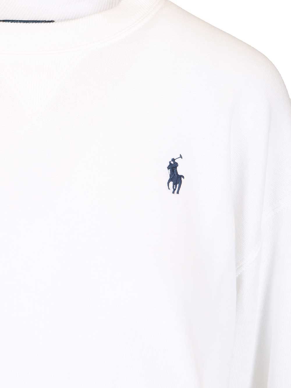 Crew Neck Sweatshirt White Cotton Polyester Sweatshirts