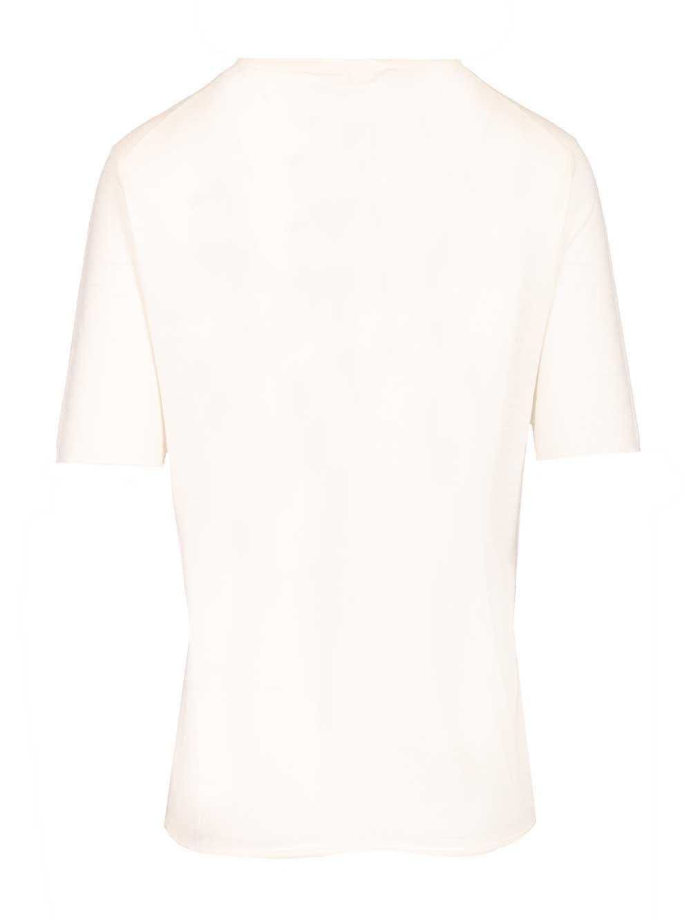 Ari T-Shirt White Knitted Cashmere Tops