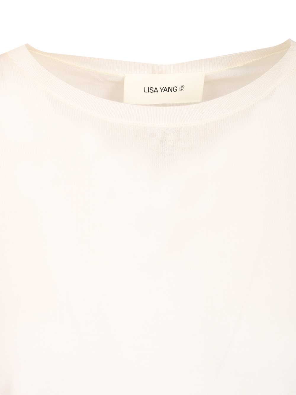 Ari T-Shirt White Knitted Cashmere Tops