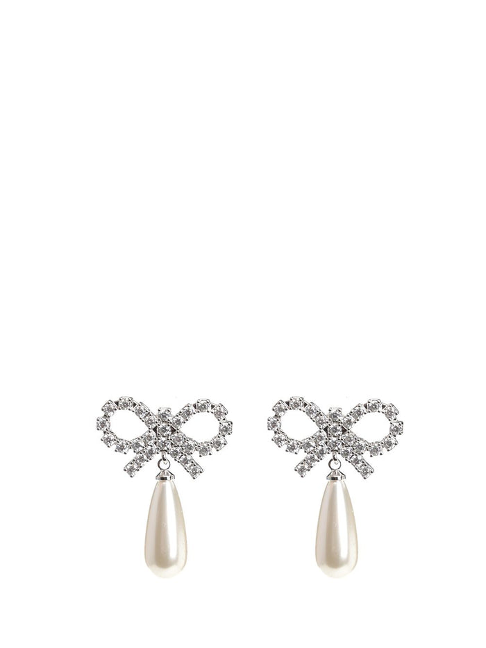 Bow Pearl Earrings White Copper Jewelry