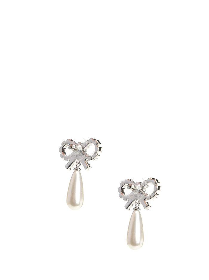 Bow Pearl Earrings White Copper Jewelry