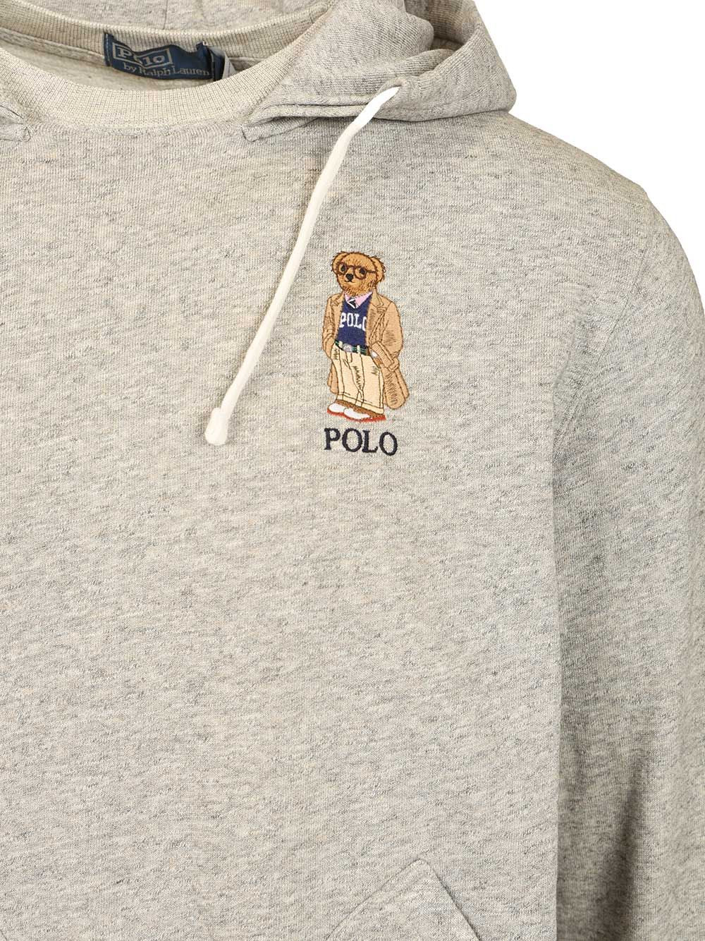 Polo Bear Hoodie Grey Cotton Polyester Sweatshirts