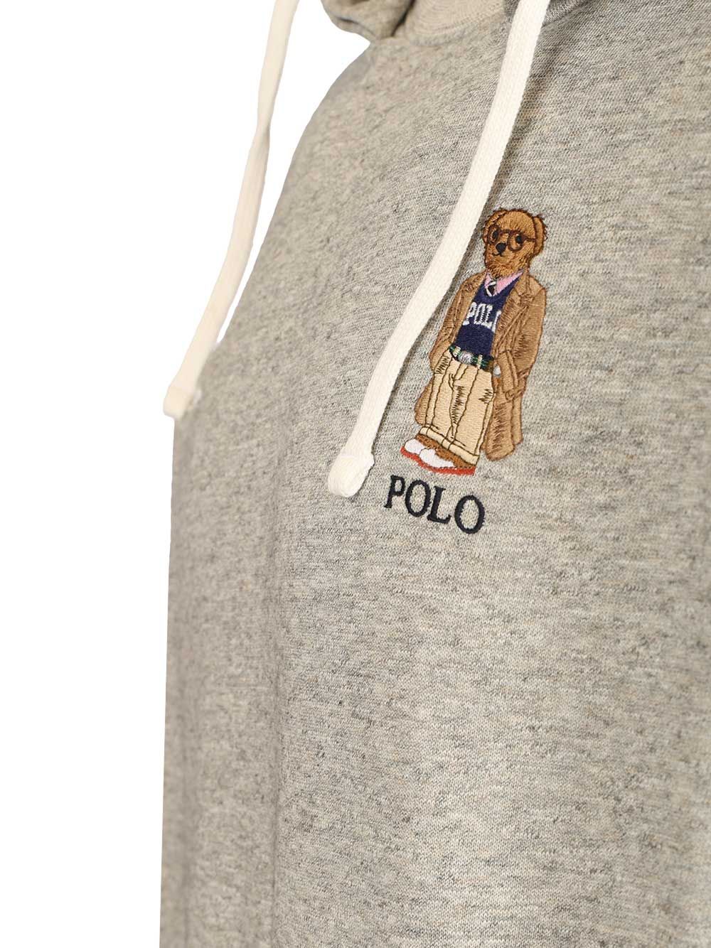 Polo Bear Hoodie Grey Cotton Polyester Sweatshirts