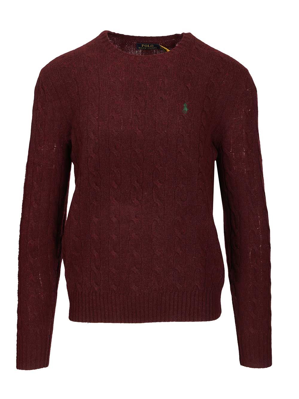 Cable knit sweater Bordeaux Wool Cashmere Knitwear