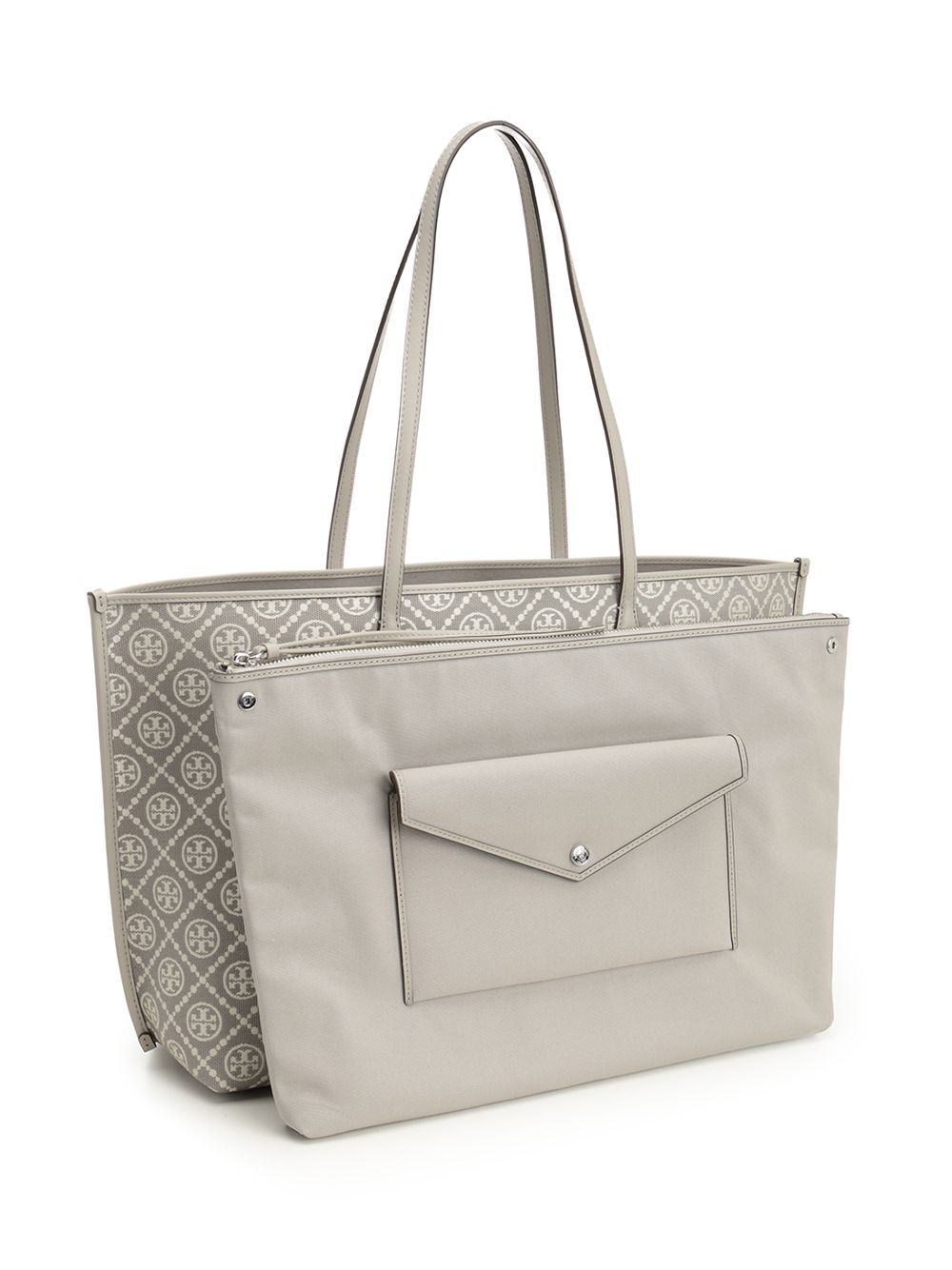 Perry T Monogram Tote Grey Body : Cotton Shoulder Bags