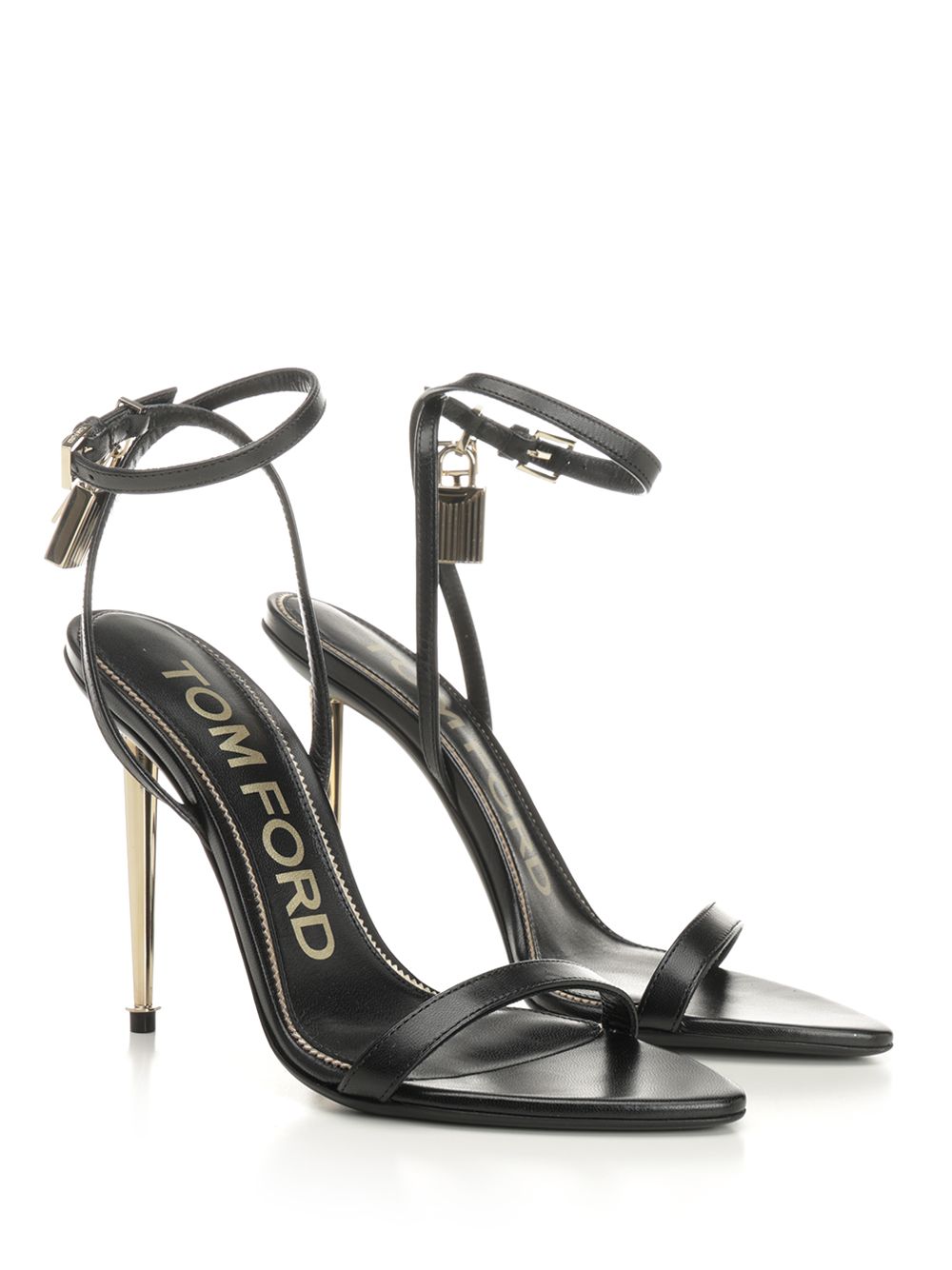 Padlock leather sandals Black