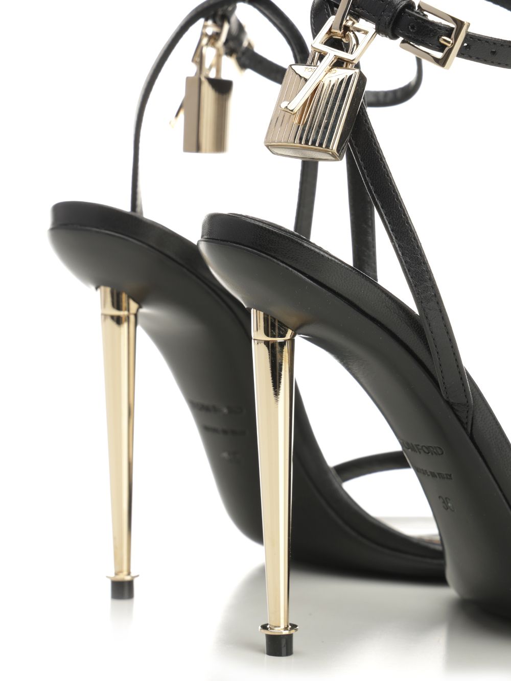 Padlock leather sandals Black