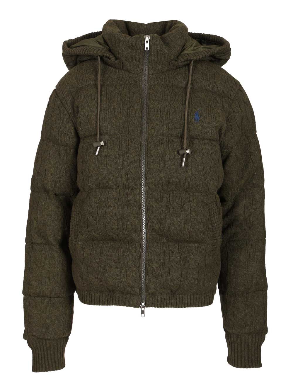 Cashmere And Wool Down Jacket Green Coat