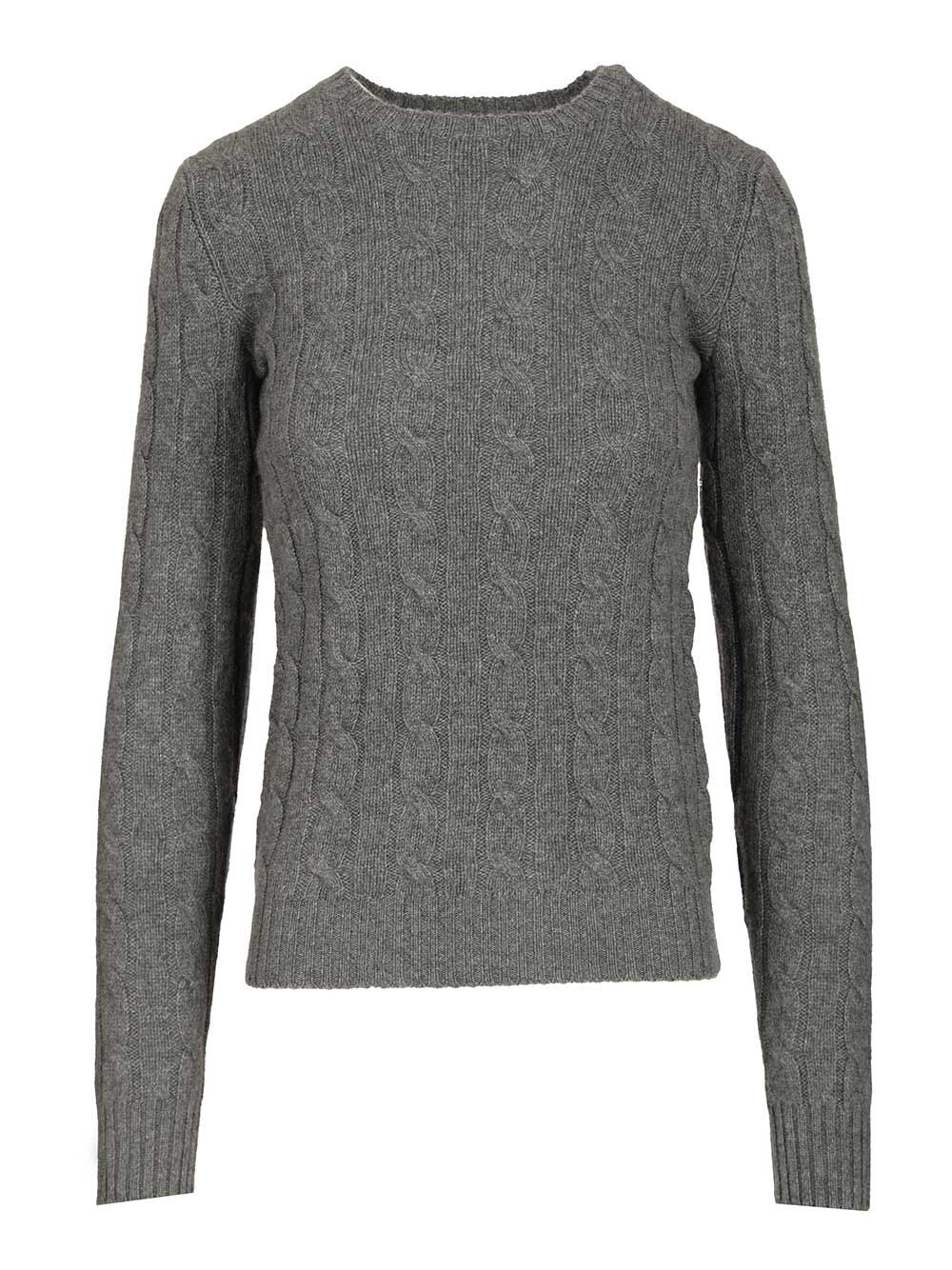 Cashmere Cable Knit Sweater Grey