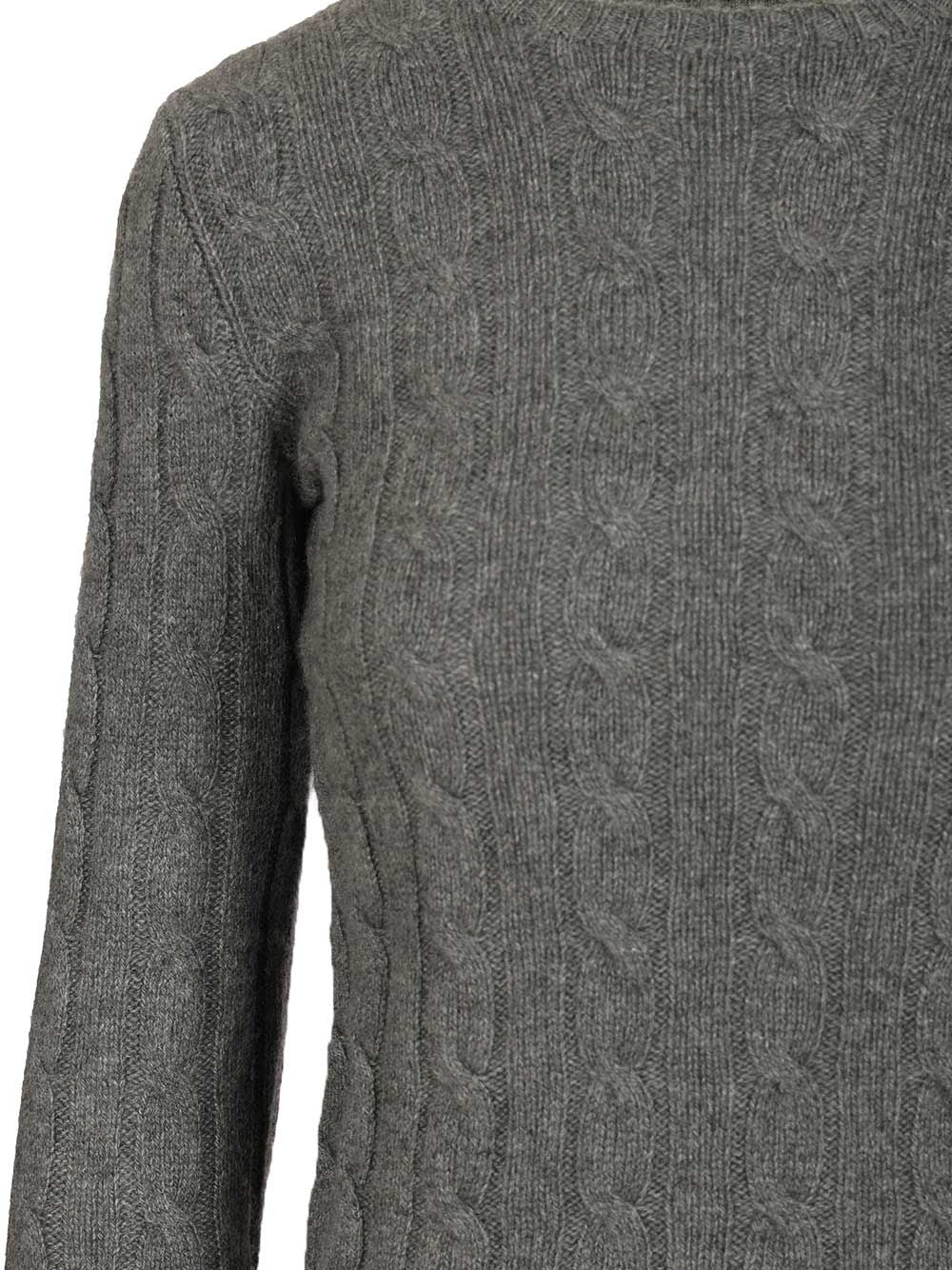 Cashmere Cable Knit Sweater Grey