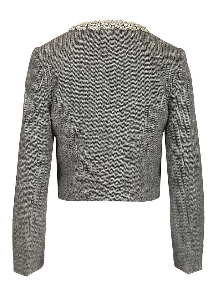 herringbone jacket with crystal trim Grey Main : Wo Pes Lining:cu