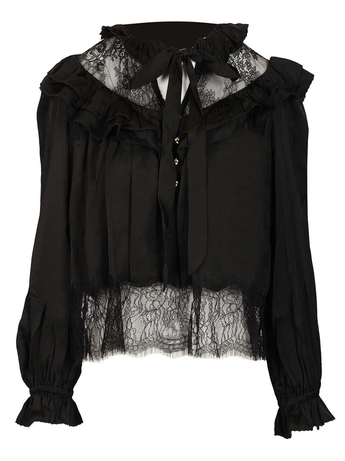 Lace Blouse Black Shirt