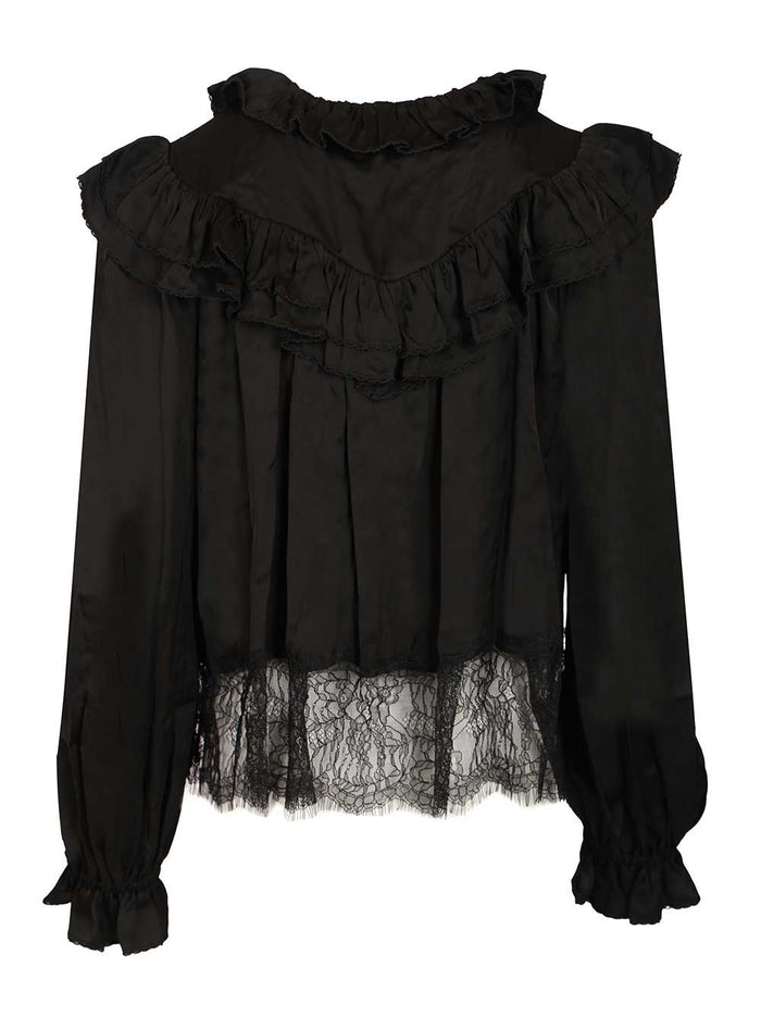 Lace Blouse Black Shirt