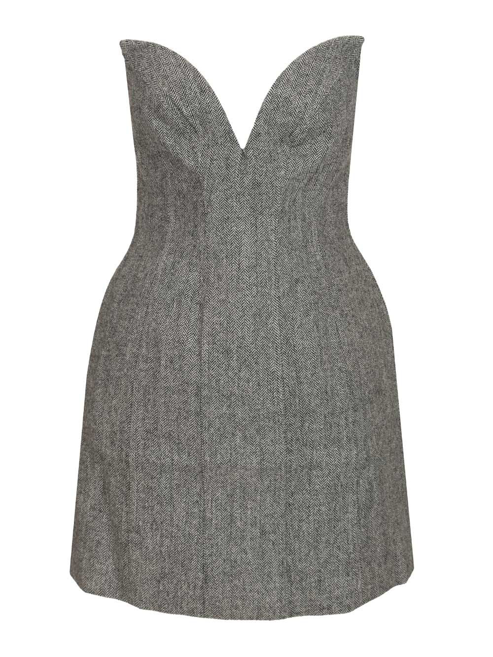 Herringbone wool mini dress Grey Main : Wo Pes Lining:pes