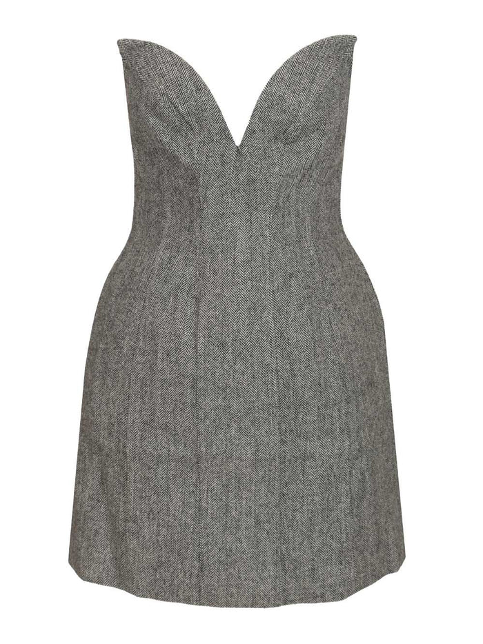 Herringbone wool mini dress Grey Main : Wo Pes Lining:pes
